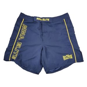 MMA ELITE Shorts Mens XL Black Muay Thai Kick Boxing Training Trunks